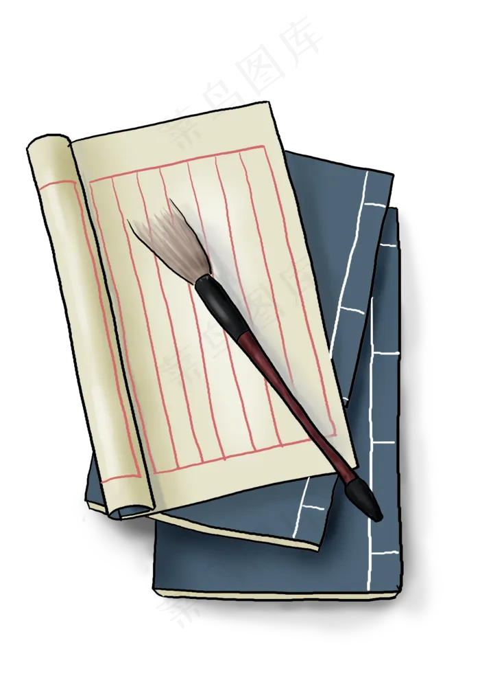 中国水墨手绘古书,免抠元素(3508*4961px 300 dpi )psd模版下载