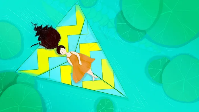 手绘儿童节荷塘纸飞机插图(3543X4724(DPI:150))psd模版下载