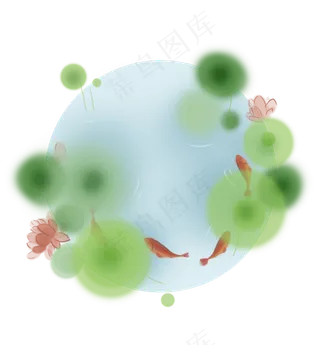 荷塘荷花下的红鲤鱼