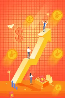 2.5D风格商务金融金钱货币上升趋势