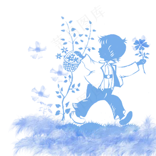 手绘蓝色男孩设计素材
