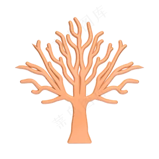 C4D深黄色立体树木