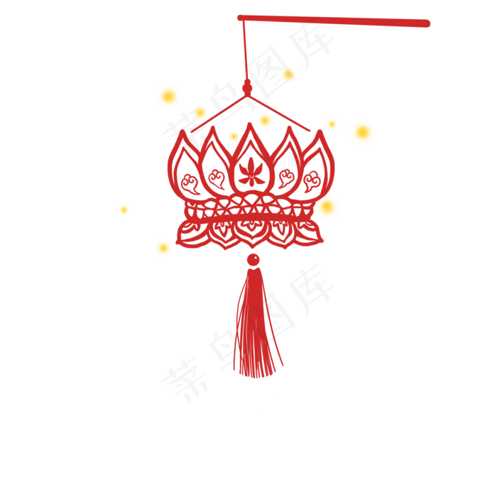 元宵节镂空莲花灯PNG,免抠元素