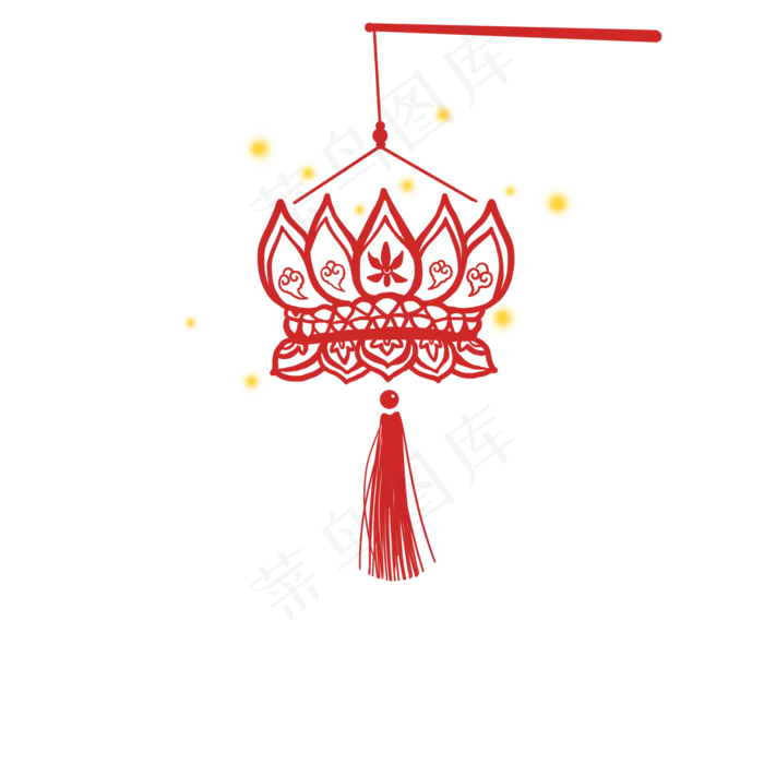 元宵节镂空莲花灯PNG,免抠元素