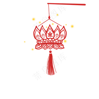 元宵节镂空莲花灯PNG,免抠元素