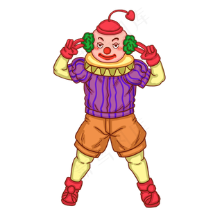 小丑愚人节剪刀手人物,免抠元素