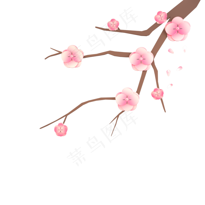 中国风梅花树枝装饰,免抠元素(2000X2000(DPI:72))psd模版下载