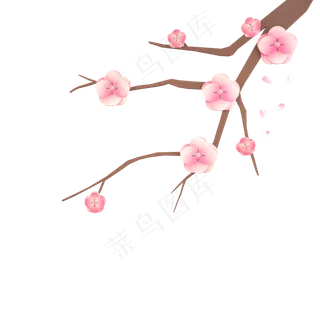 中国风梅花树枝装饰,免抠元素