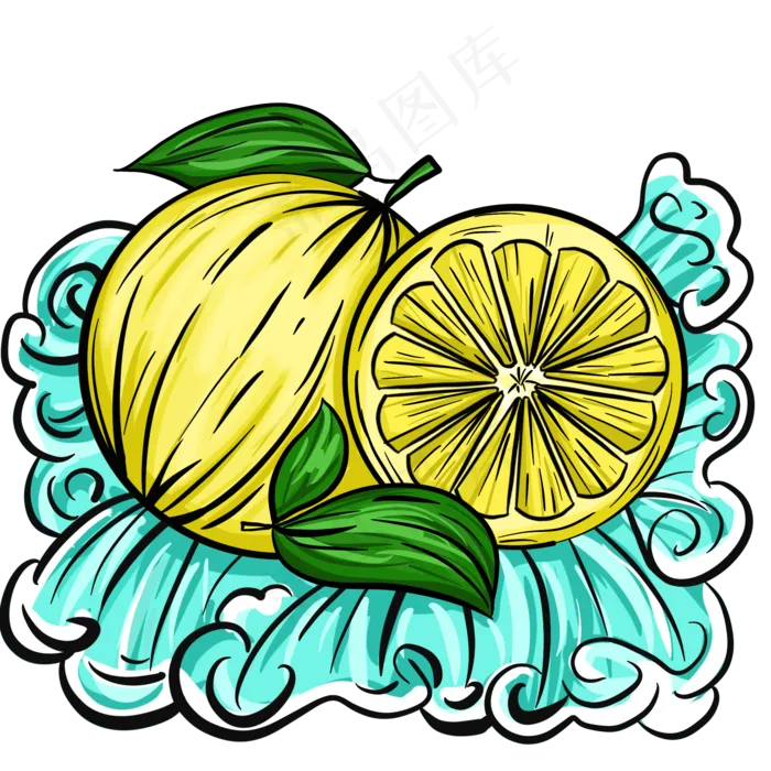 国潮美食柠檬清爽夏季,免抠元素