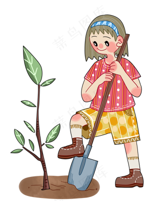 植树节植树的小女孩