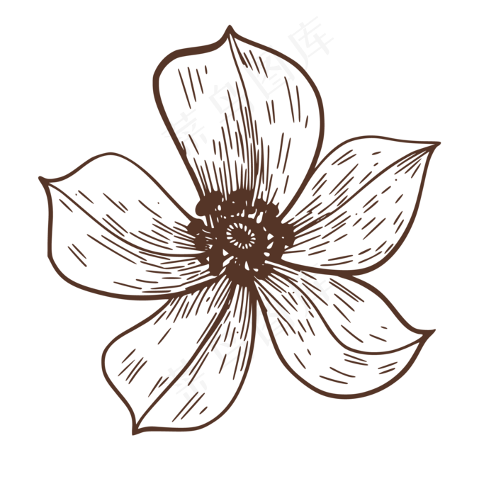 灰色简笔画花朵免抠