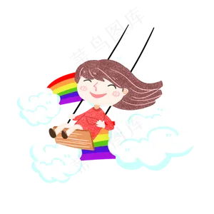 儿童节女孩荡秋千素材