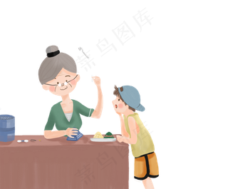 端午节奶奶外婆给孩子缝制艾草香