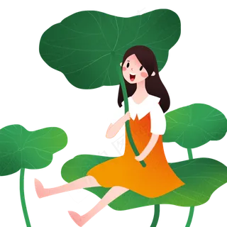 立夏坐在荷叶上的女孩