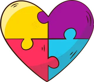 手绘卡通爱心拼图png矢量素材