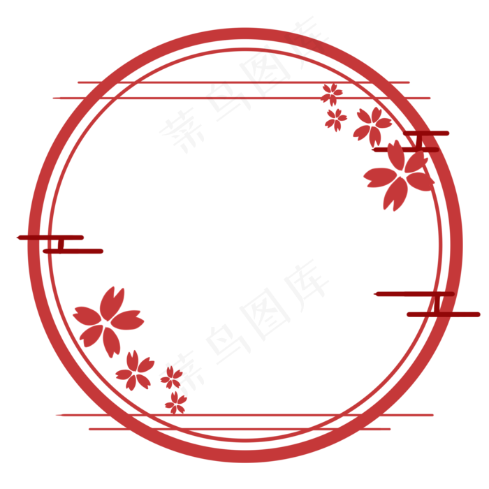 手绘中国风梅花边框,免抠元素