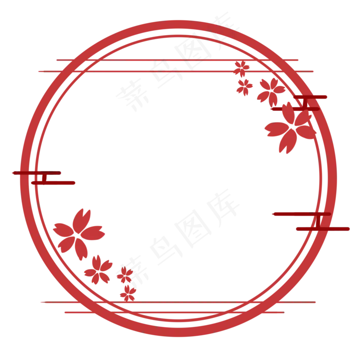 手绘中国风梅花边框,免抠元素