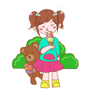 儿童节吃冰淇淋的女孩