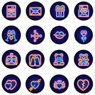 情人节霓虹灯图标