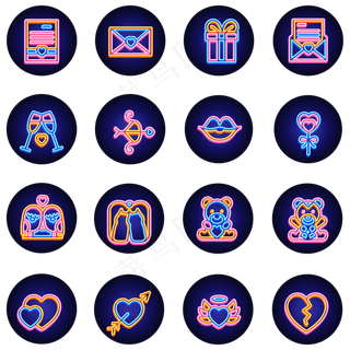 情人节霓虹灯图标