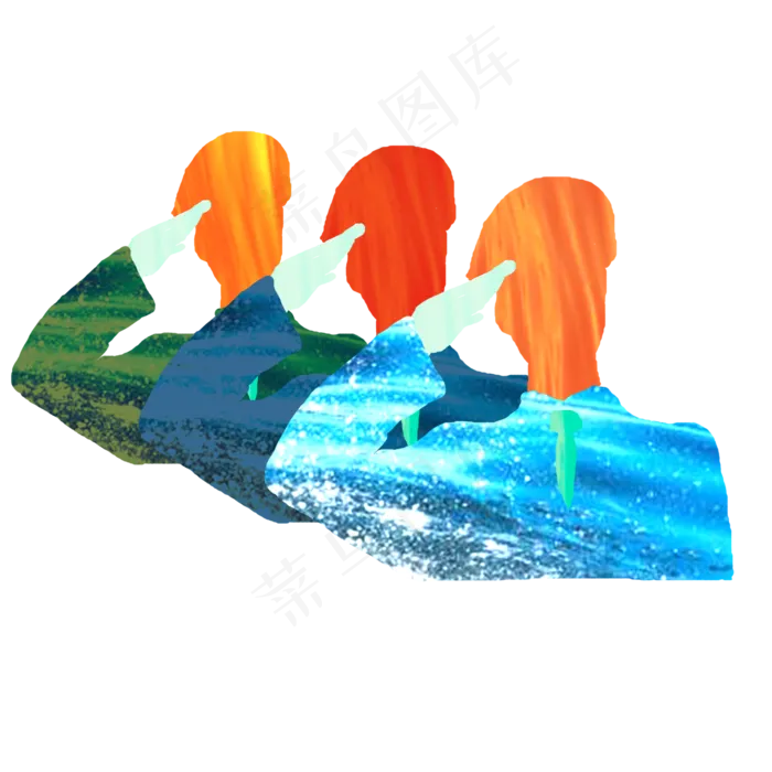 红色军人敬礼(2000X2000(DPI:300))psd模版下载