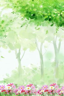 惊蛰绿树花草psd分层banner