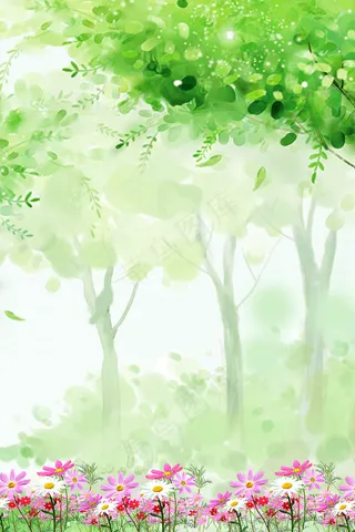 惊蛰绿树花草psd分层banner