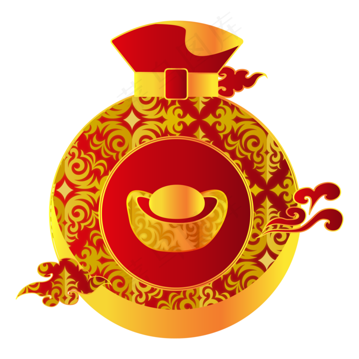 新年福袋喜庆装饰,免抠元素