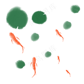 中国风水墨荷叶和锦鲤