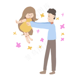 父亲节父亲抱着女儿父爱