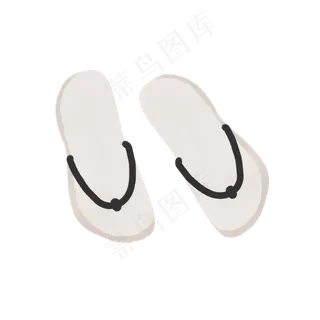 一双白色的人字拖鞋