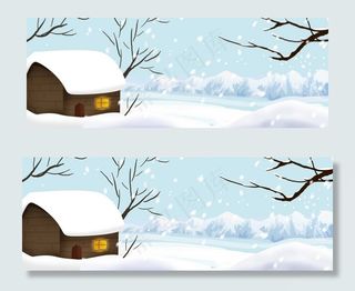 冬季蓝色手绘banner