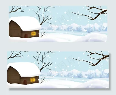 冬季蓝色手绘banner 冬季蓝色手绘banner