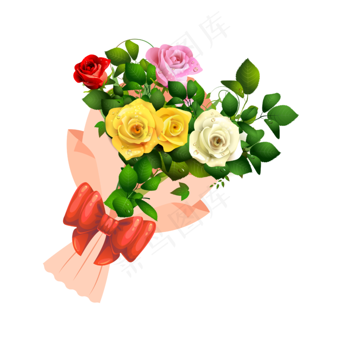 矢量手绘卡通花束,免抠元素