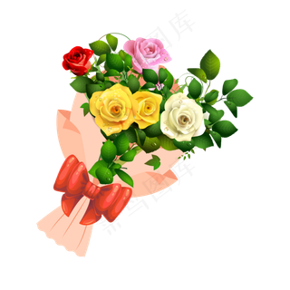 矢量手绘卡通花束,免抠元素