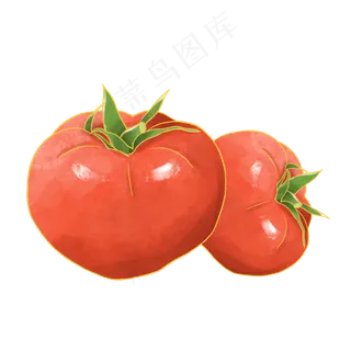 新中式国潮风水彩蔬菜西红柿