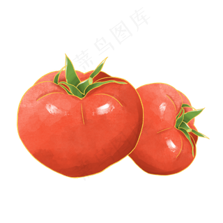 新中式国潮风水彩蔬菜西红柿