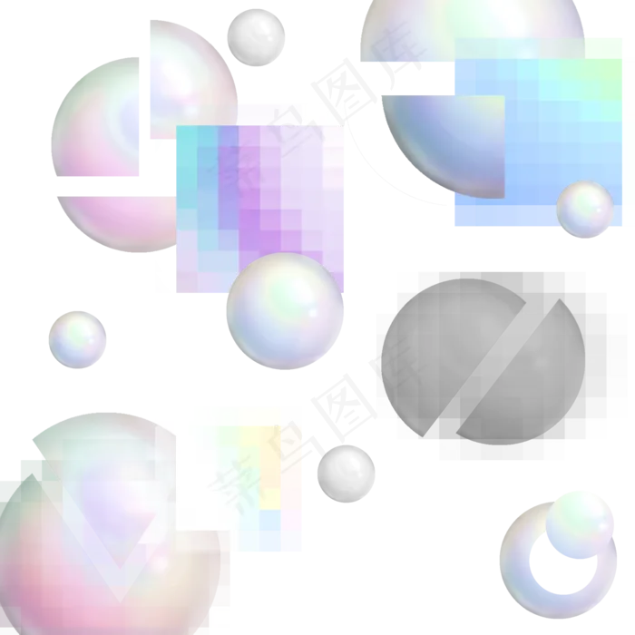 蒸汽波马赛克梦幻彩球,免抠元素(5040*5040px 300 dpi )psd模版下载