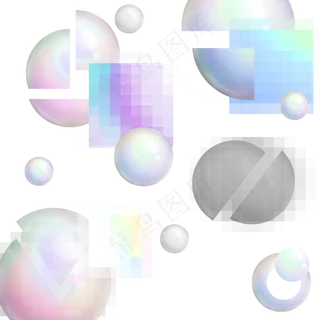 蒸汽波马赛克梦幻彩球,免抠元素