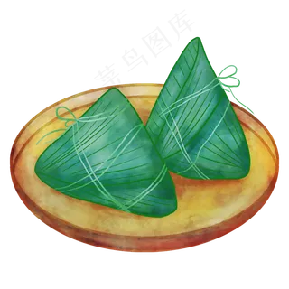 两个绿色粽子