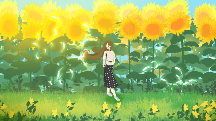 五一出游向日葵女孩(2880X1620(DPI:300))psd模版下载