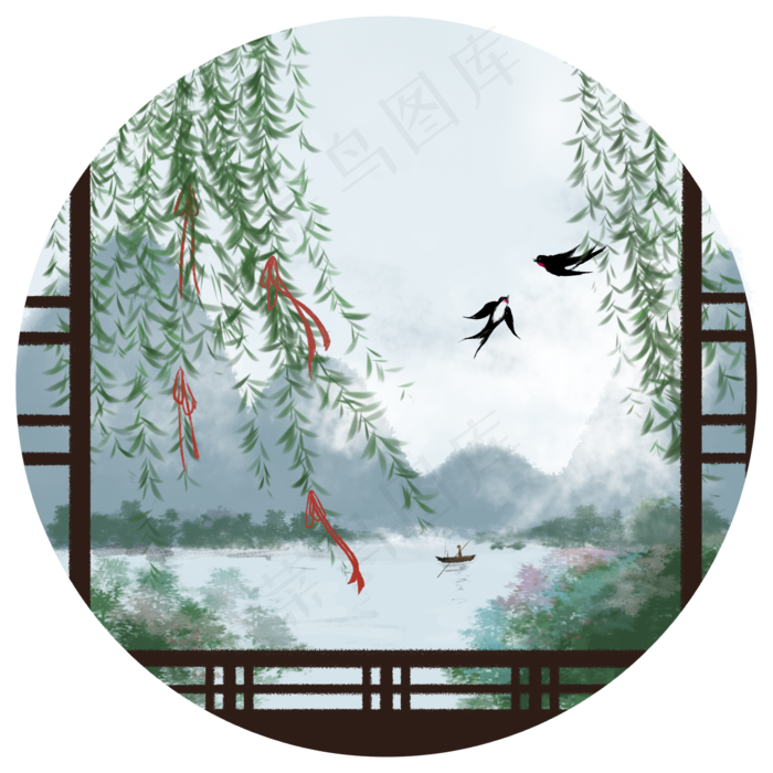 春分水墨中国风免扣素材,免抠元素(2000X2000(DPI:300))psd模版下载