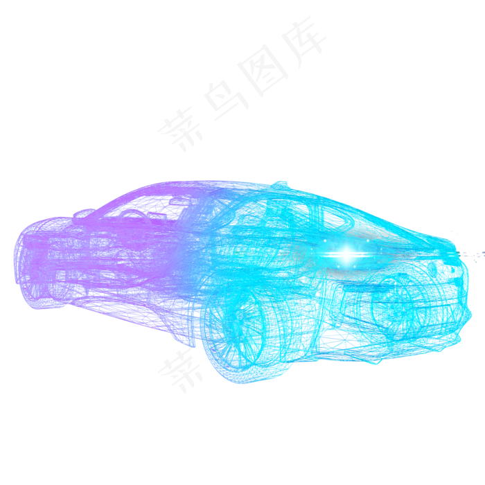 汽车科技智能魔幻数据光点状线正,免抠元素