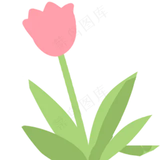 生长的卡通花朵植物