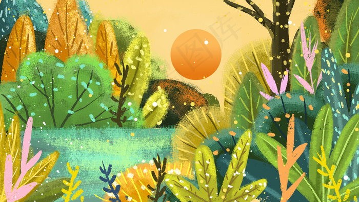 多彩春天风景背景