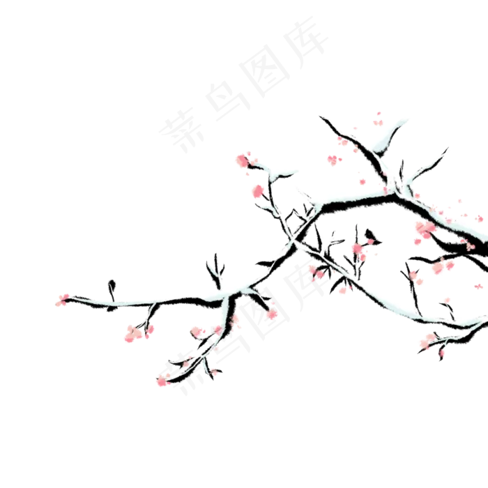 下雪天树枝梅花冬季,免抠元素(2048*2048px 300 dpi )ai矢量模版下载