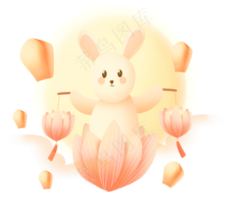 举荷花灯的小兔子