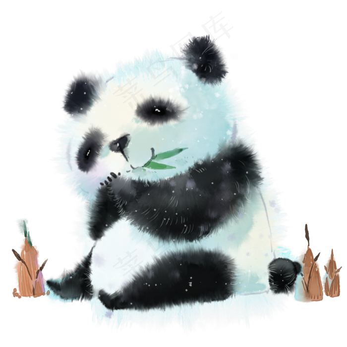 水彩动物手绘卡通熊猫元素