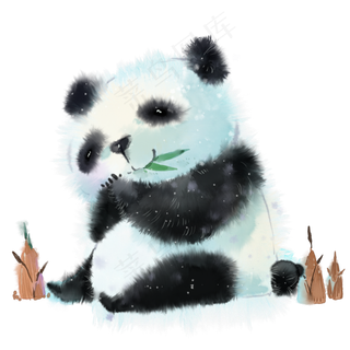 水彩动物手绘卡通熊猫元素