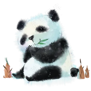 水彩动物手绘卡通熊猫元素 水彩动物手绘卡通熊猫元素